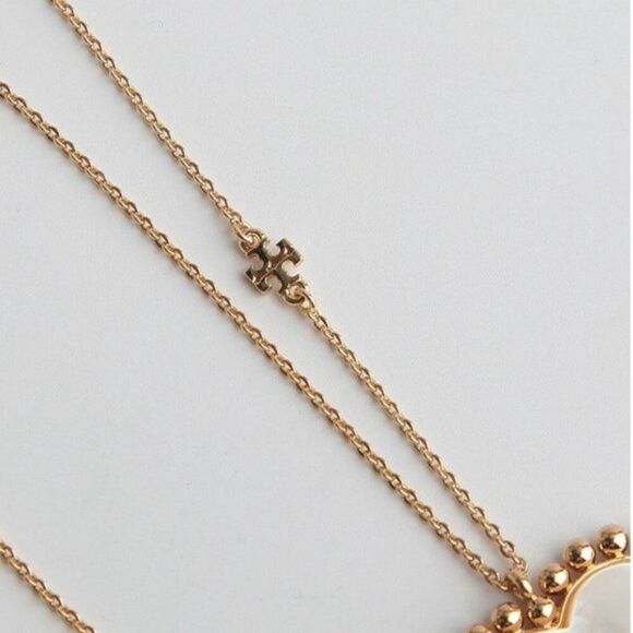 NEW! Tory Burch Gold 'Mother of Pearl' Heart Necklace - Picture 8 of 8